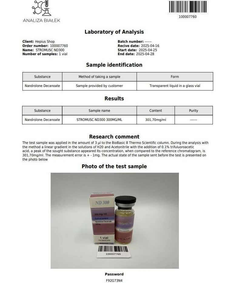 High-Quality STROMUSC Nandrolone Decanoate 300mg/ml For Bodybuilding CAS:360-70-3 suppliers