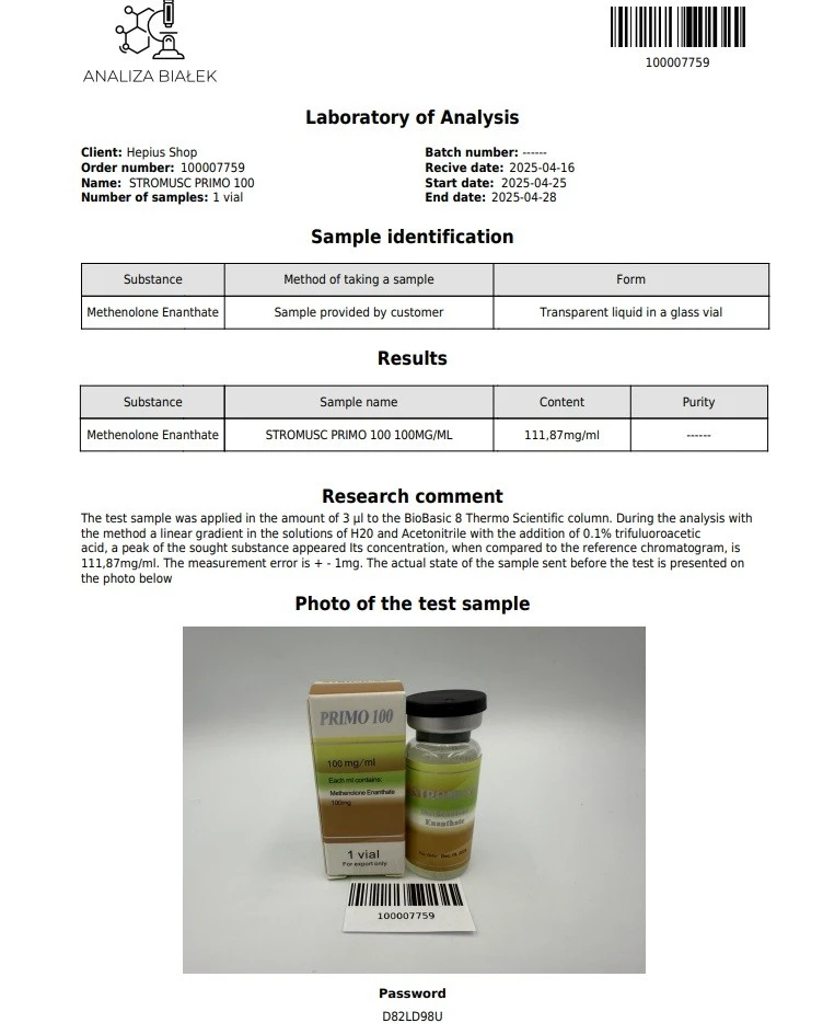 Premium Brand STROMUSC Methenolone Enanthate 100mg/ml For Bodybuilding CAS:303-42-4 suppliers